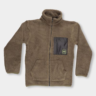 Boys Muted Olive Green High Neck Casual Sweatshirt