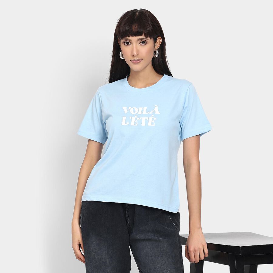 Ladies' Round Neck T-Shirt , हल्का नीला, large image number null
