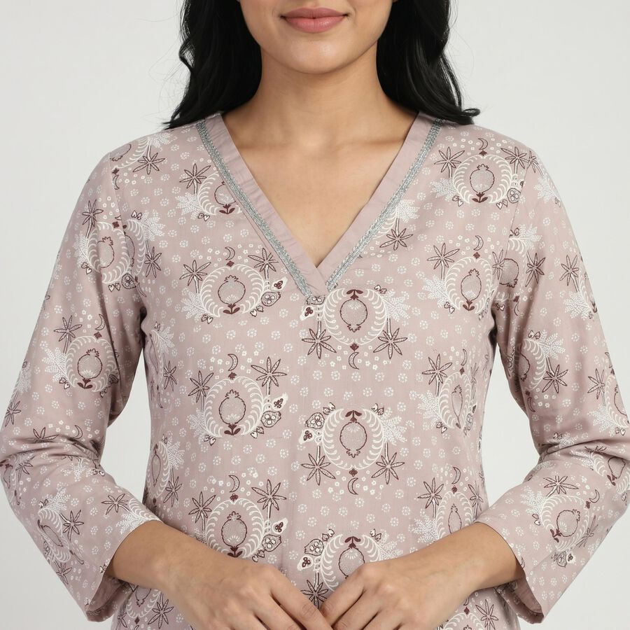 Women's Lilac Neck Kurta, लाइलेक, large