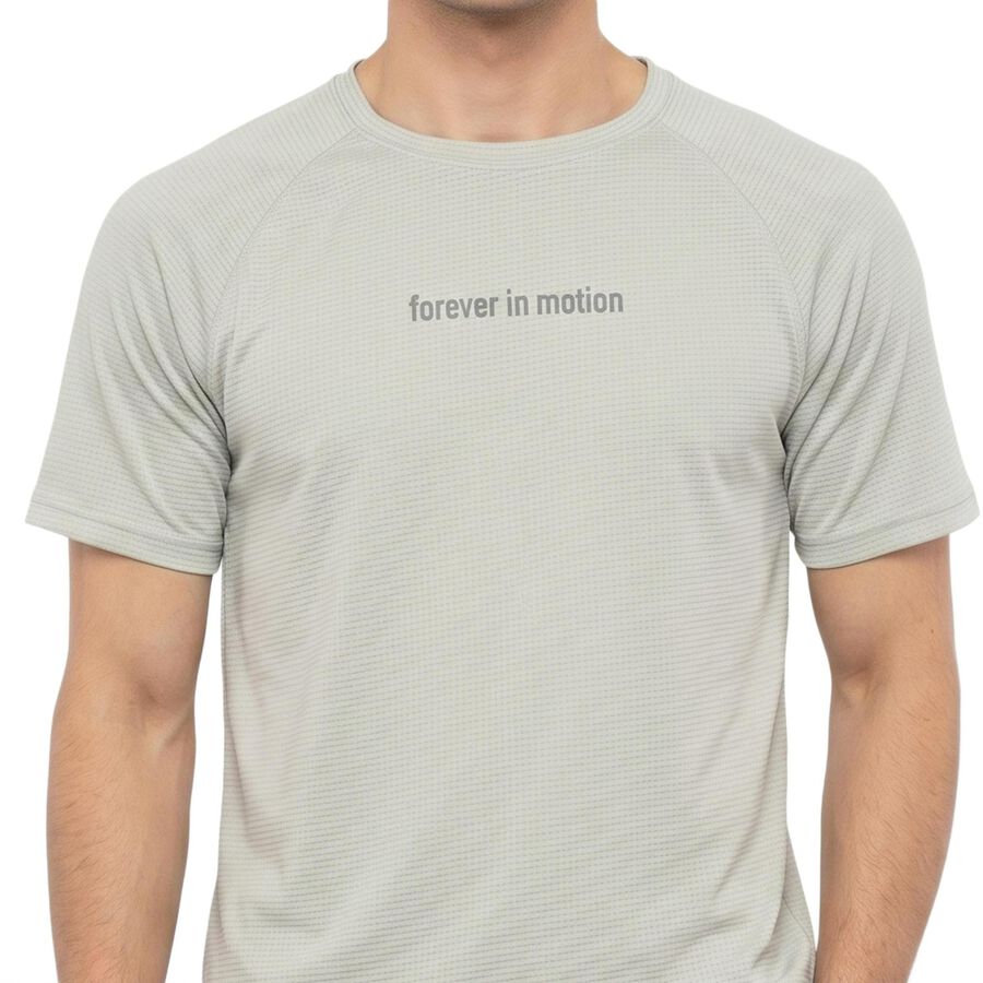 Men's Grey Round Neck Regular Drifit T-Shirt, हल्का ग्रे, large