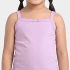 Girls' Lilac Cotton Square Neck Sleeveless Vest, लाइलेक, small