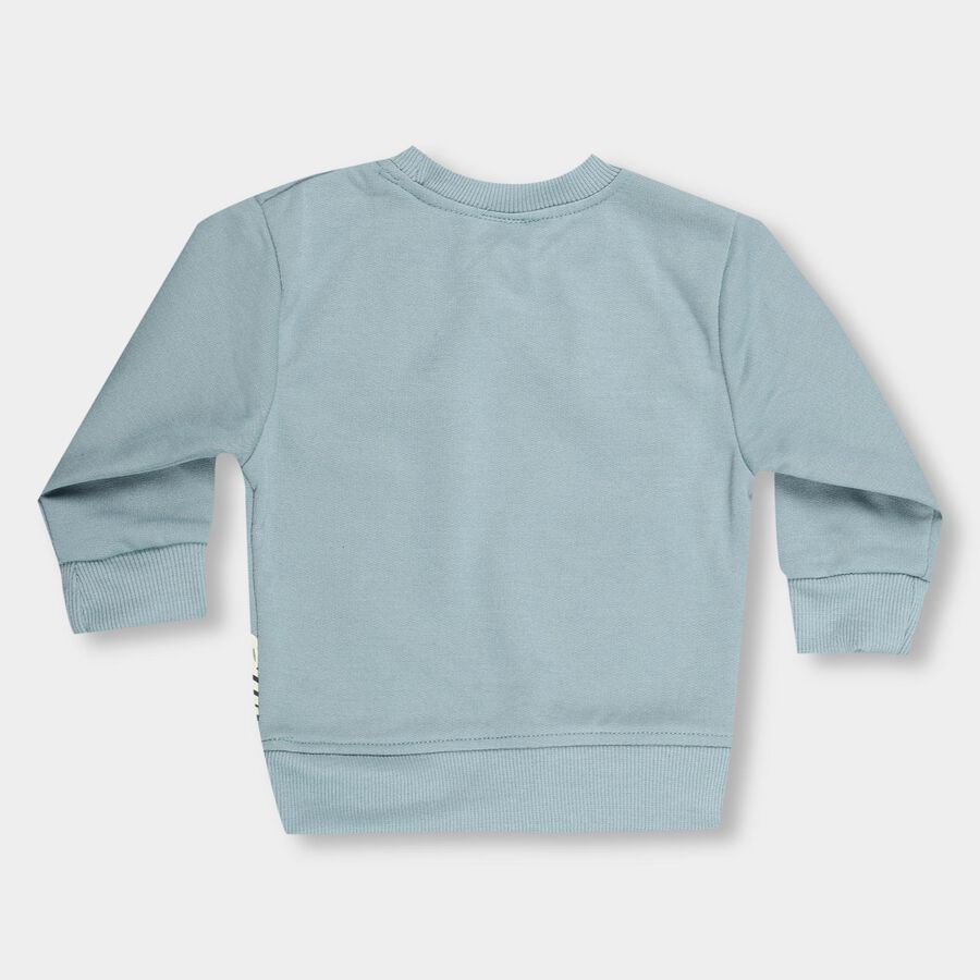 Infants Baby Blue Round Neck Regular Fit Sweatshirt, Teal Blue, large image number null