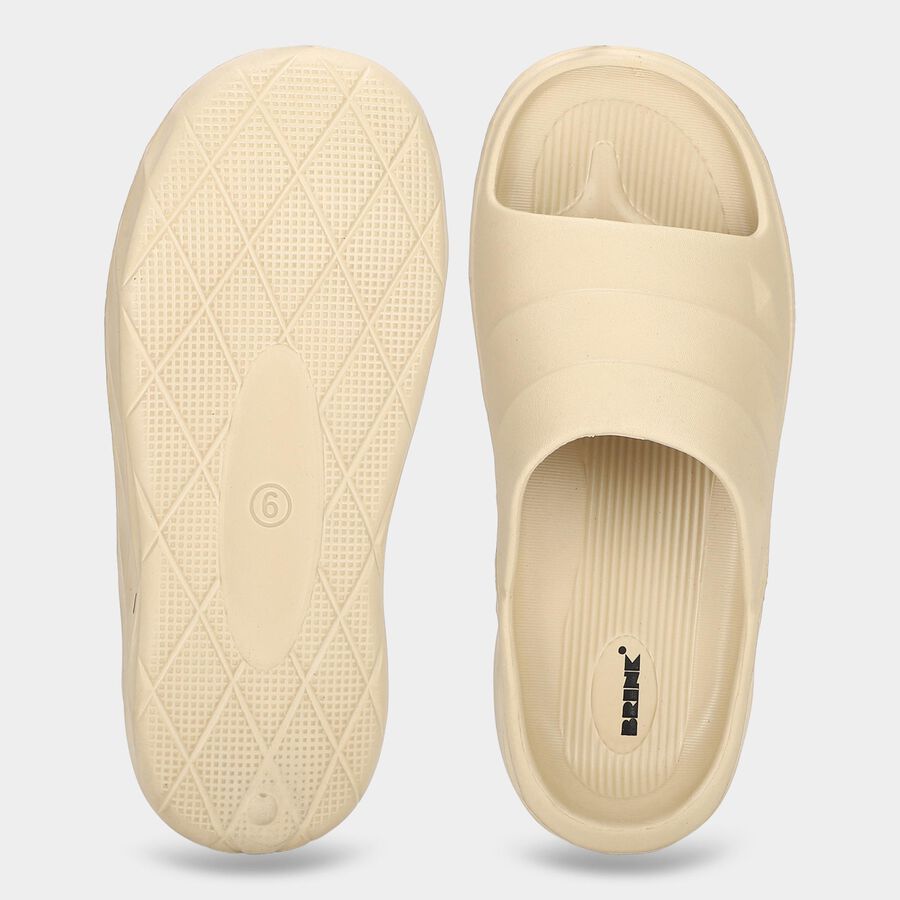 Men's Beige Slip-On Slide Sandals, Beige, large