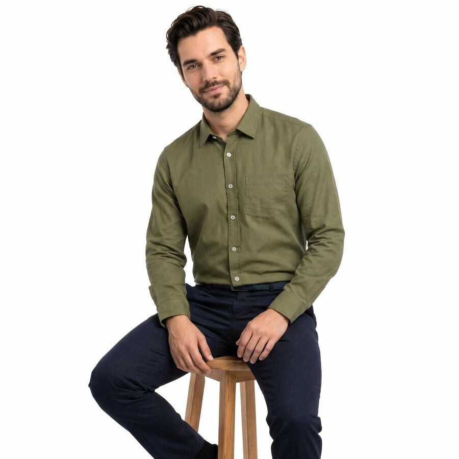 Men Dark Green Regular Fit Formal Shirt, गहरा हरा, large