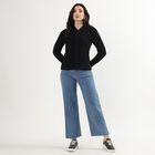 Women's Jet Black Hooded Casual Cardigan, Black, small