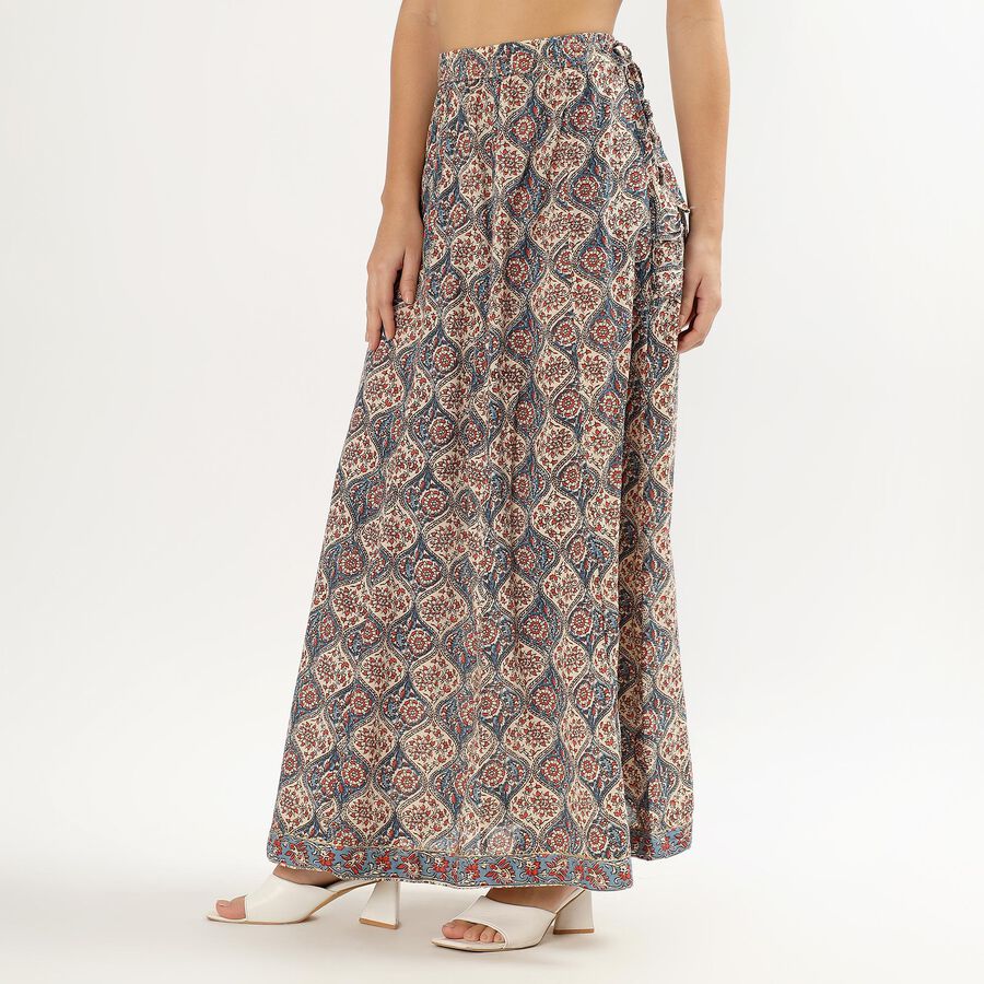 Women's Multicolor Flared Tiered Skirt, Dark Blue, large image number null
