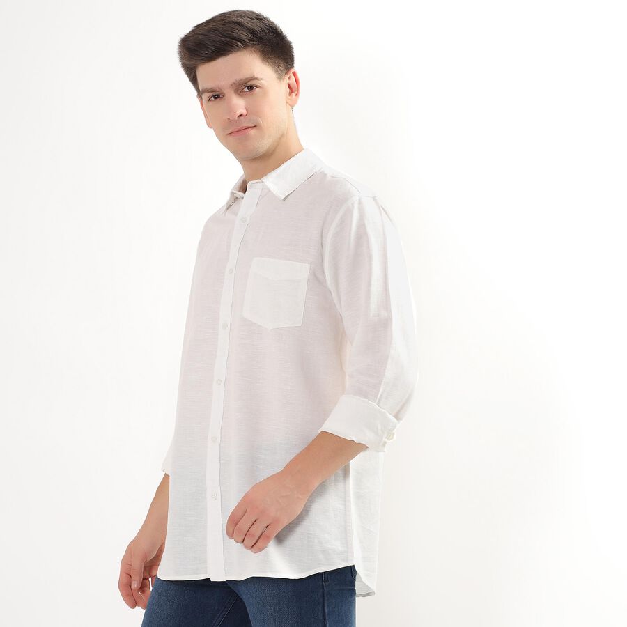 Men's Snow White Regular Collar Casual Shirt, सफ़ेद, large image number null