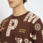 Men's 100% Cotton Round Neck Half Sleeves T-Shirt, Brown, small