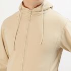 Men's Light Beige Hooded Casual Sweatshirt, गहरा पीला, small image number null