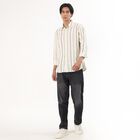Men's Light Beige Cotton Full Sleeve Classic Collar Striped Shirt, Olive, small image number null