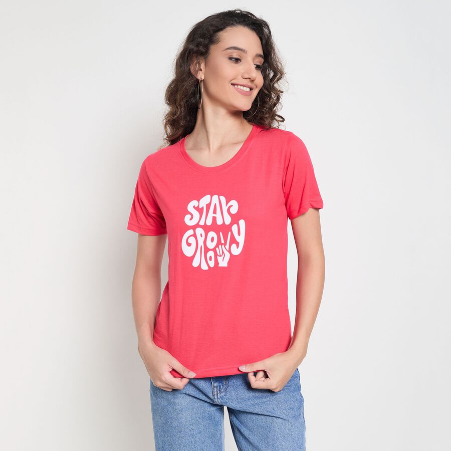Ladies' Round Neck T-Shirt, Coral, large image number null