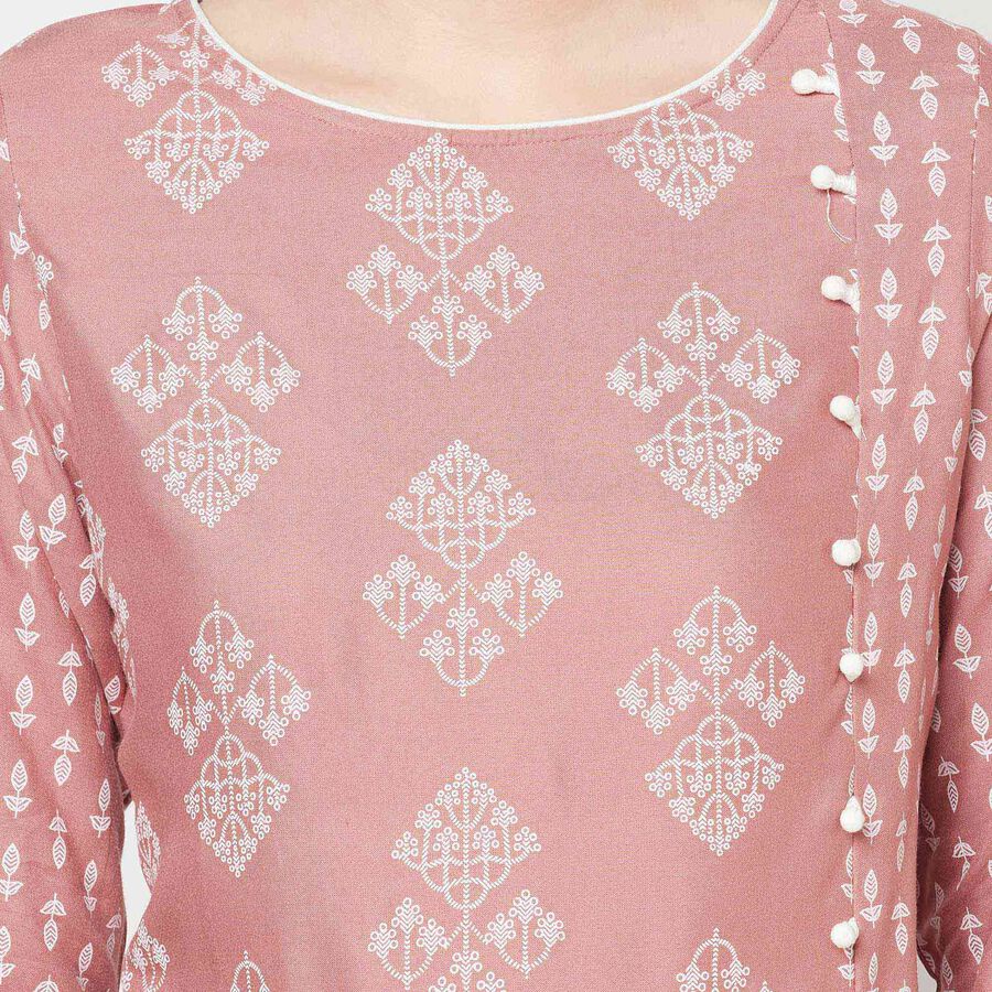 3/4Th Sleeves Straight Kurta, Purple, large image number null