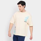 Men's 100% Cotton Round Neck Half Sleeves T-Shirt, Ecru Melange, small
