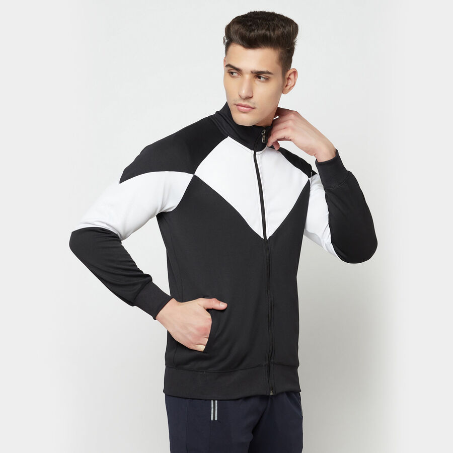 Cut & Sew Regular Collar Jacket, Black, large image number null