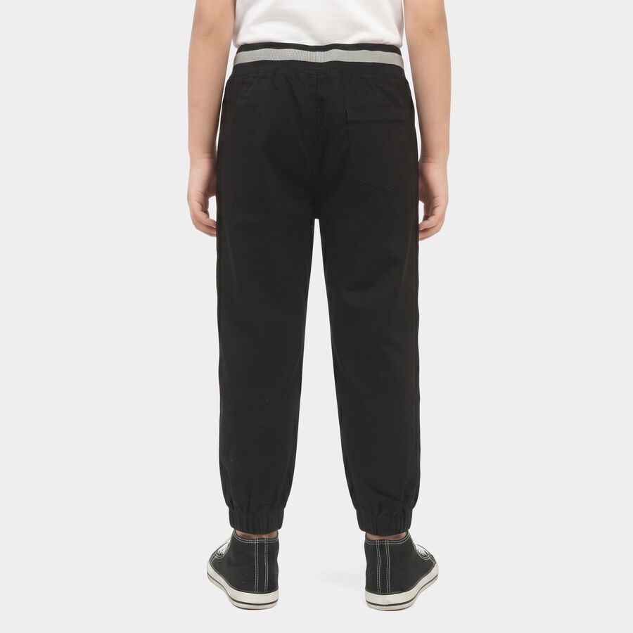 Boys' Black Regular Fit Drawstring Jogger Trousers, Black, large