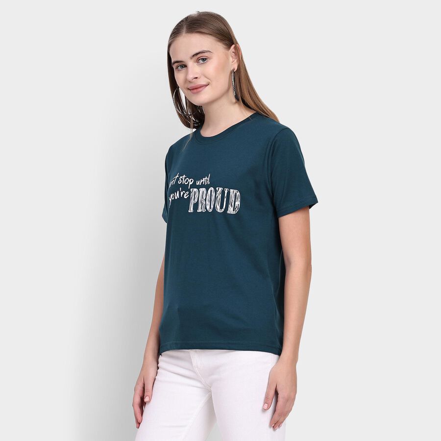 Ladies' Round Neck T-Shirt, गहरा हरा, large image number null