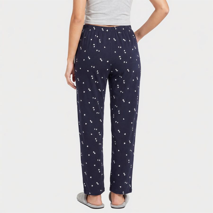 Women's Navy Blue Straight Fit Heart Printed Pyjama, Navy Blue, large
