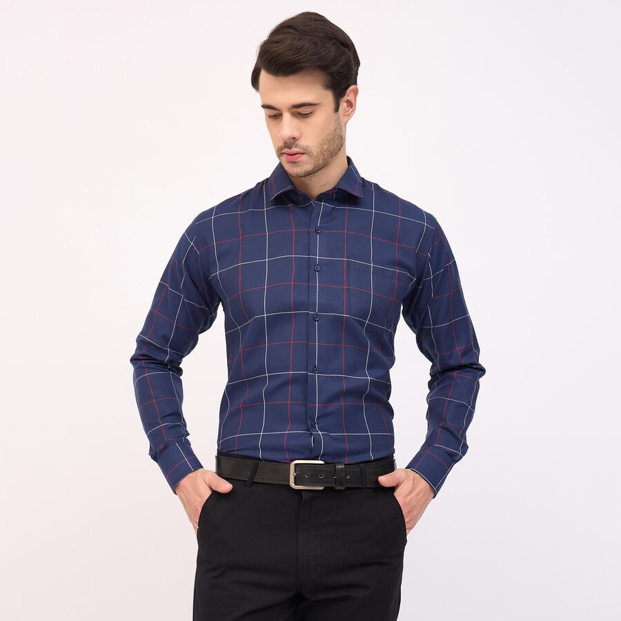 Men's Formal Shirt, Navy Blue, large image number null