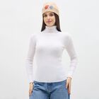 Women's Soft Beige Floral Crochet Knitted Cap, Beige, small image number null