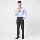 Men's Black Slim Fit Checked Formal Trousers, Black, small