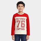 Boys Off White Crew Neck Regular Boys T-Shirt, ऑफ व्हाइट, small