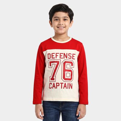 Boys Off White Crew Neck Regular Boys T-Shirt