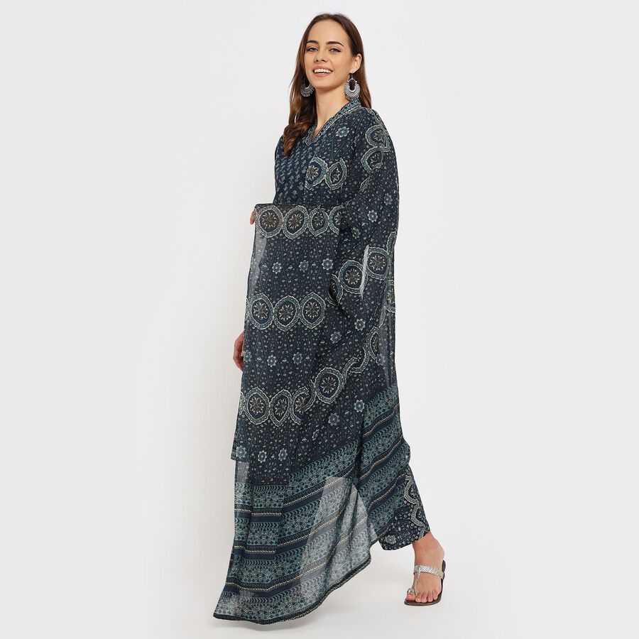 Ladies' 100% Cotton Ethnic Set, Dark Blue, large image number null