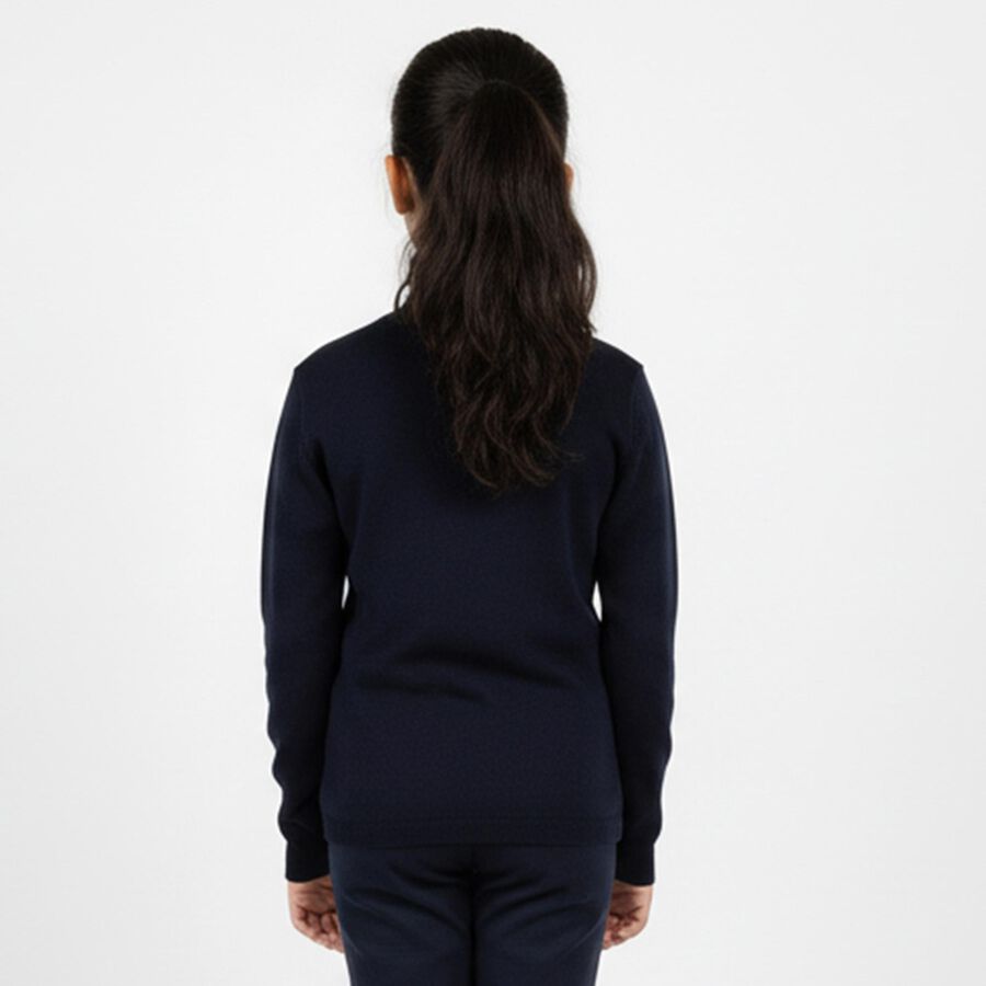 Girls Deep Midnight Navy Blue Turtleneck Casual Pullover, Navy Blue, large image number null