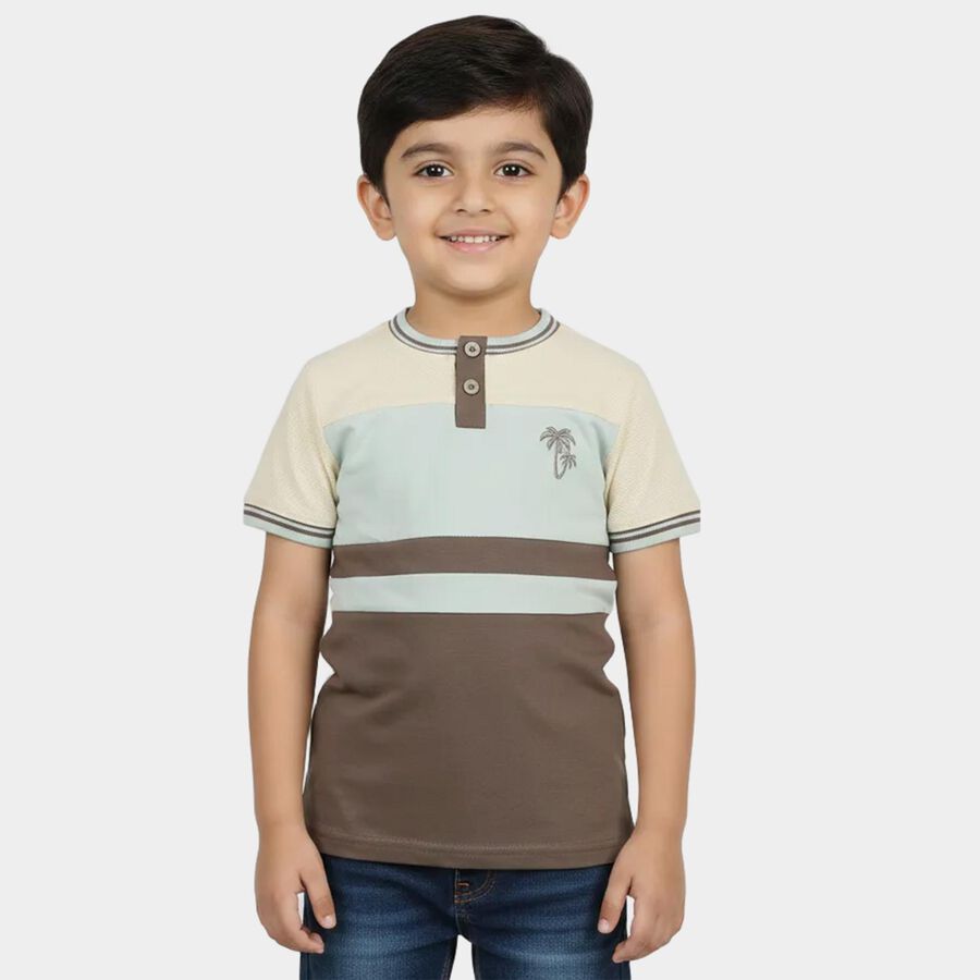Boys' Half Sleeves T-Shirt, चारकोल, large