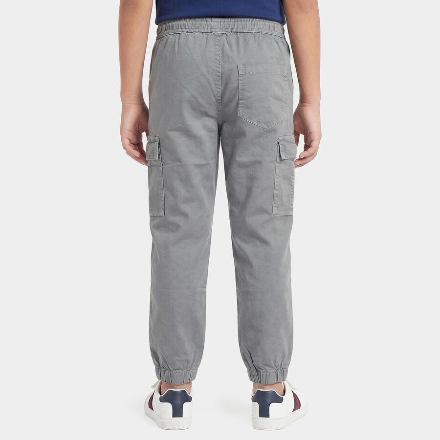 Boys Grey Regular Fit Cargo Trousers, Light Grey, large