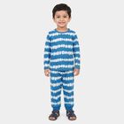 Boys' Blue Cotton Round Neck Tie-Dye Print Baba Suit, Light Blue, small