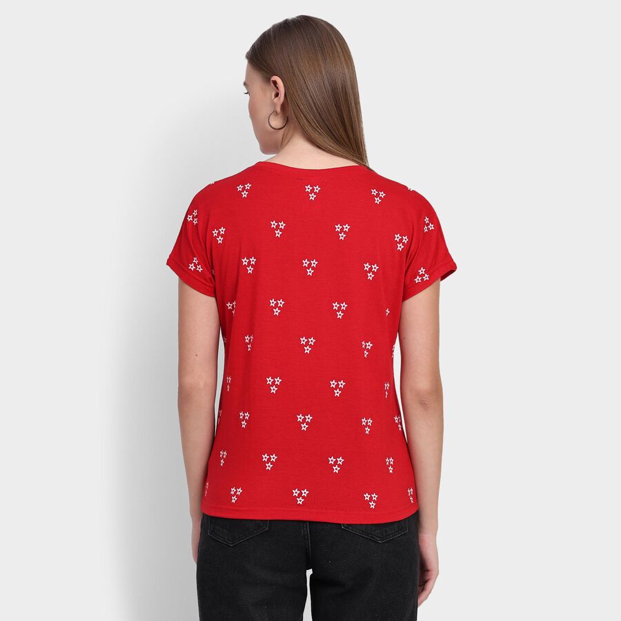 Ladies' Round Neck T-Shirt, लाल, large image number null
