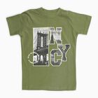 Boys Muted Olive Green Cotton Crew Neck Casual T-Shirt, Olive, small image number null