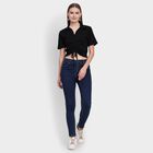 Ladies' 100% Cotton Crop  Top, काला, small image number null