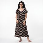 Women's Black Scoop Neck Maxi Nighty, काला, small
