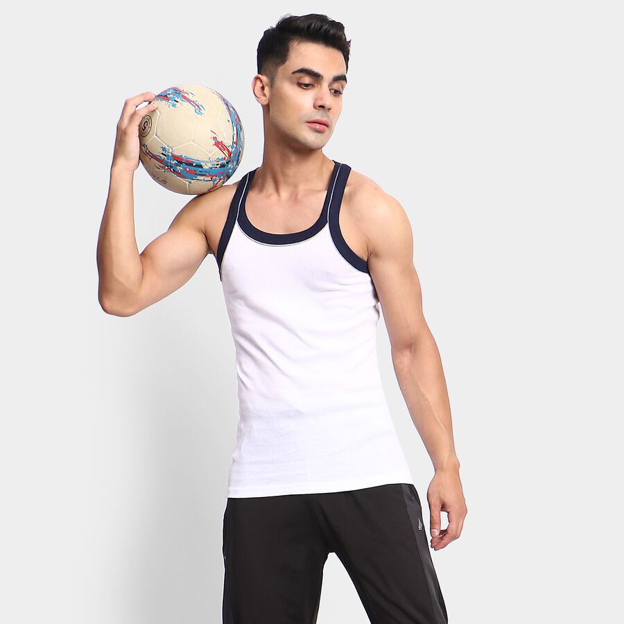 Men's 100% Cotton Gym T-Shirt, White, large image number null