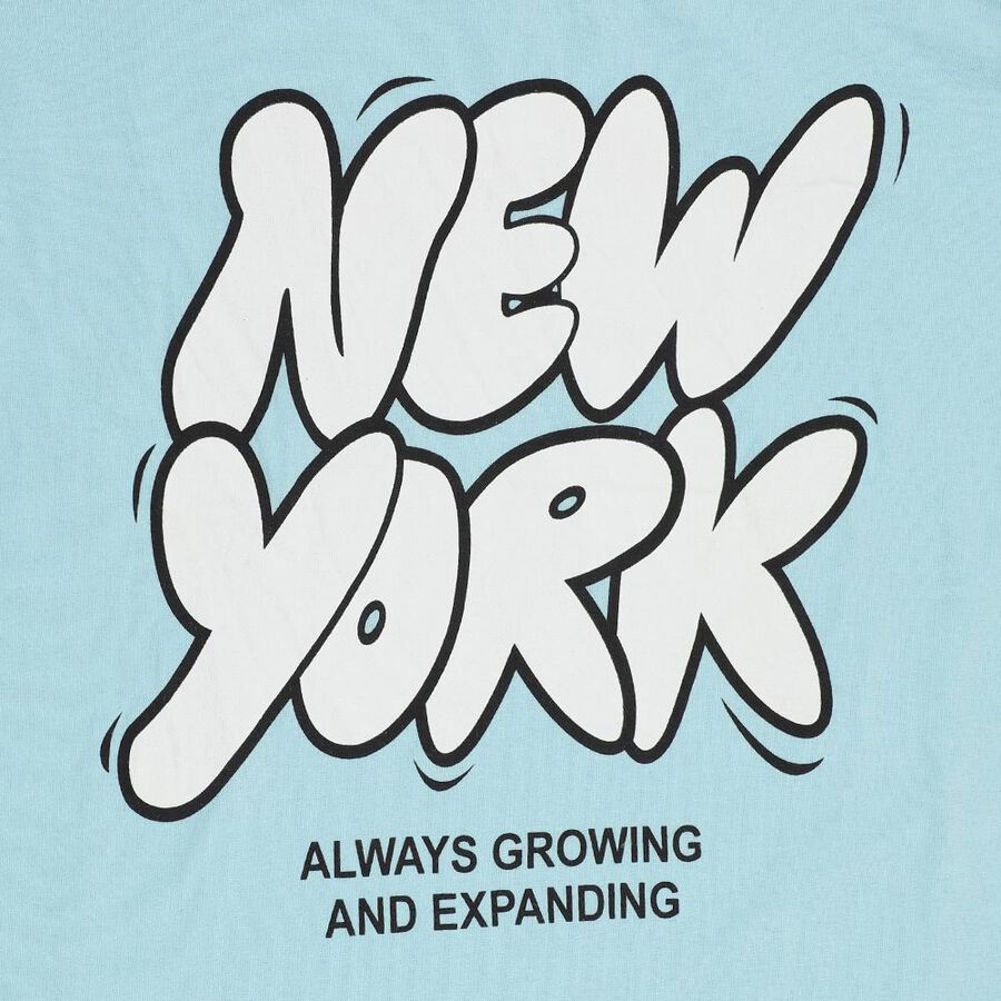 Boys Light Blue Round Neck Casual Graphic T-Shirt, Light Blue, large image number null