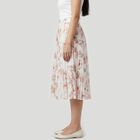 Women's Beige High-Waist Pleated Midi Skirt, Beige, small
