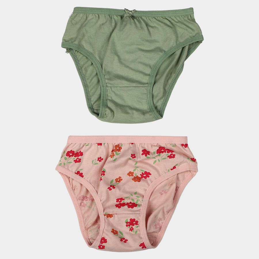 Girls Pink Regular Fit Floral Print Panty, Pink, large
