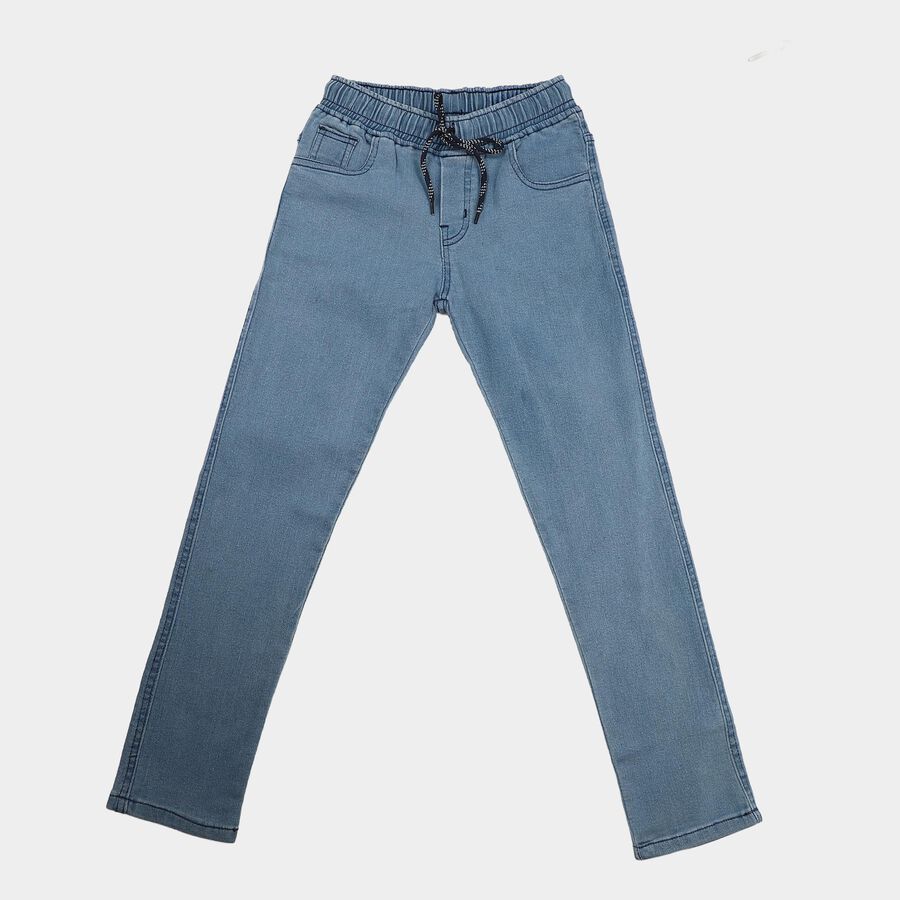 Boys Mid Blue Straight Fit Classic Jeans, मध्यम नीला, large