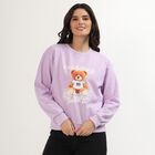 Women's Soft Lavender Crew Neck Casual Sweatshirt, Lilac, small image number null