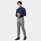 Men's Grey Slim Fit Flat-Front Formal Trousers, हल्का ग्रे, small