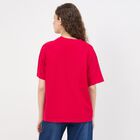 Women's Muted Peach Cotton Round Neck Casual Graphic T-Shirt, रानी (फ्यूशिया), small