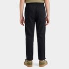 Boys' Black Straight Fit Drawstring Waist Trousers, काला, small