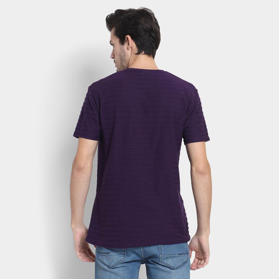 Men's Round Neck Half Sleeves T-Shirt , Purple, large image number null