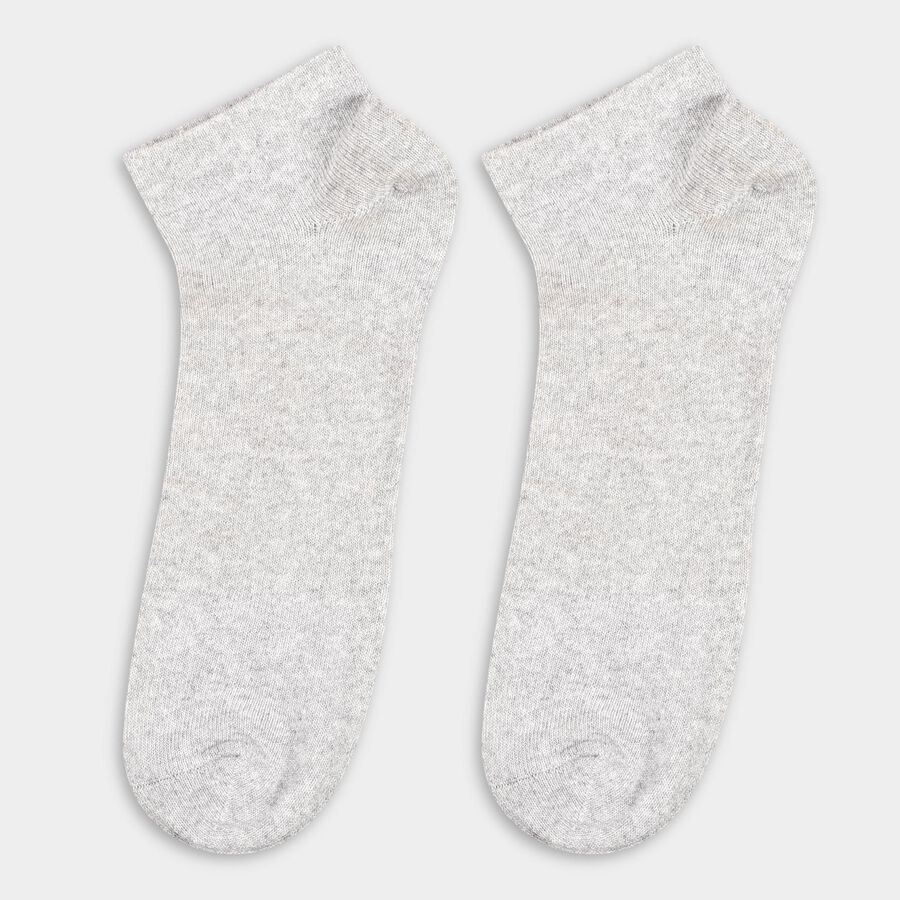 Men's White, Charcoal Black and Light Heather Gray Cotton Blend Ankle Socks, Charcoal, large image number null