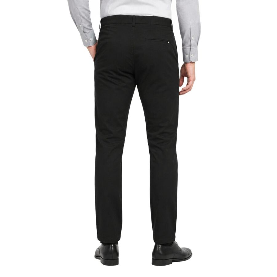 Men's Black Slim Fit Casual Trousers, Black, large