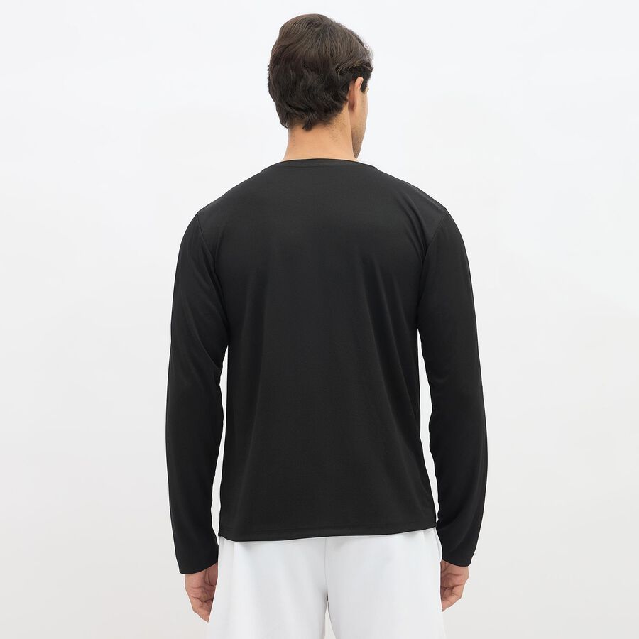 Men's Jet Black Crew Neck Athleisure T-Shirt, Black, large image number null