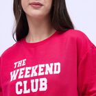 Women's Bright Red Crew Neck Casual Sweatshirt, रानी (फ्यूशिया), small image number null