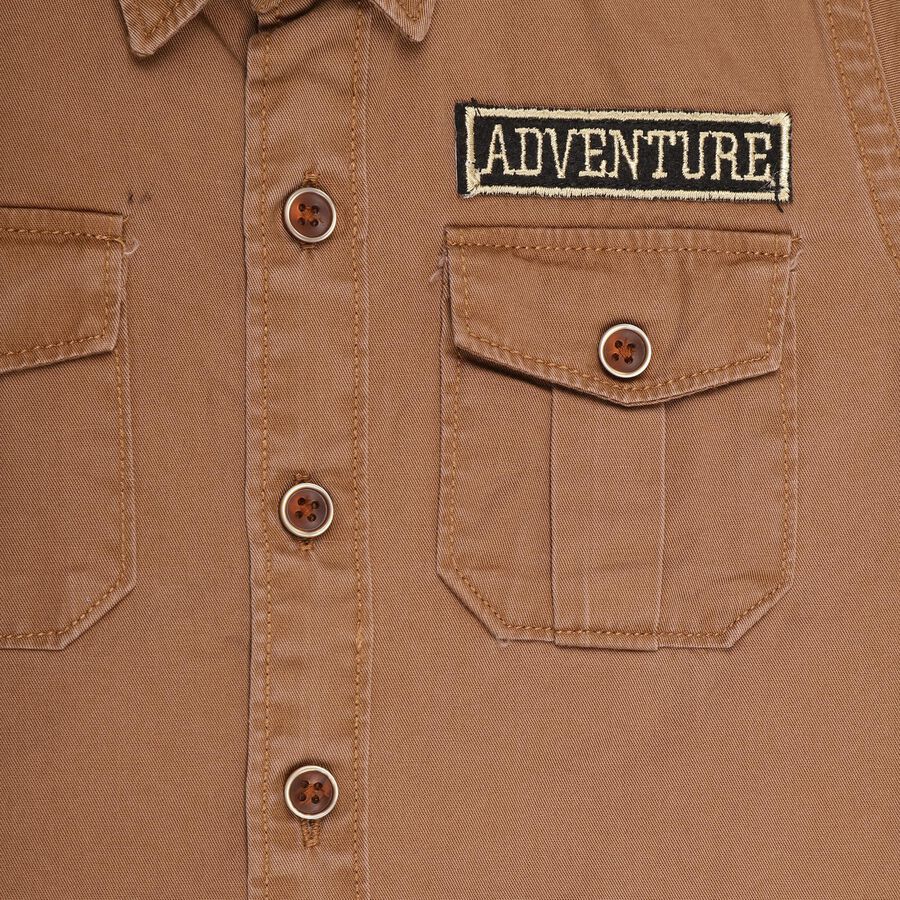 Boys' 100% Cotton Casual Shirt, Brown, large image number null